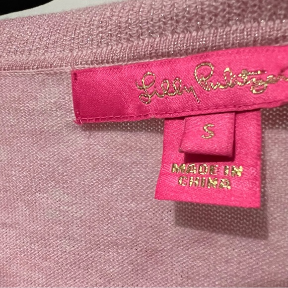 Lilly Pulitzer Cobo Sweater Heathered Pink Tropics Tint Small Coolmax Sparkly - Picture 5 of 10